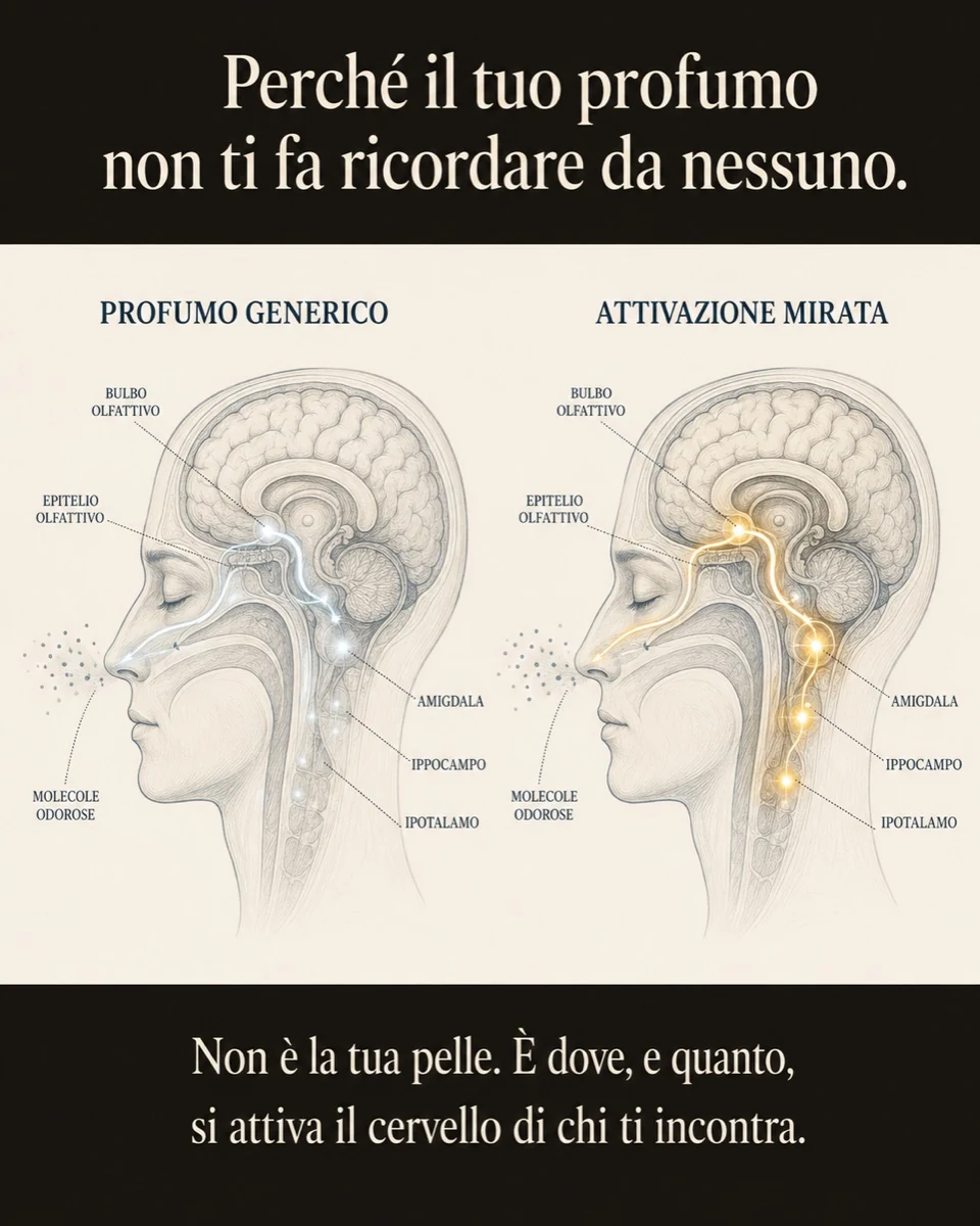 Confronto tra attivazione cerebrale di un profumo generico e di un'attivazione mirata: bulbo olfattivo, amigdala, ippocampo e ipotalamo